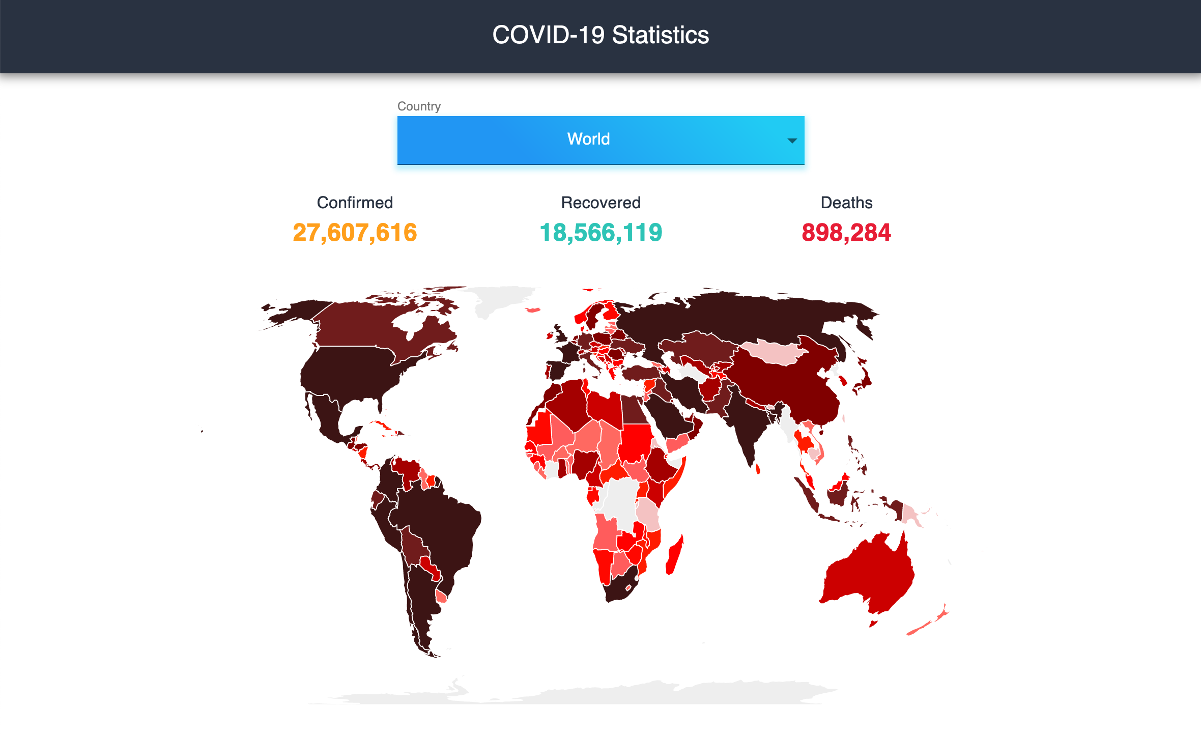 COVID-19 Statistics screenshot